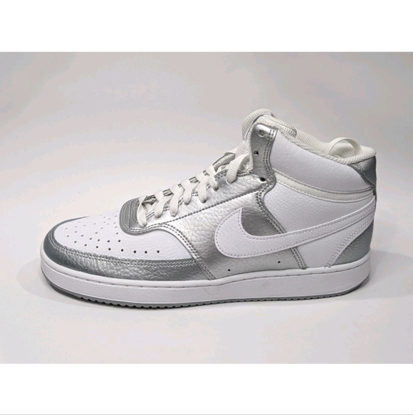 Nike Court Vision Mid White Metallic Silver Athletic Shoes Women's Size 11.5 - Picture 2 of 4